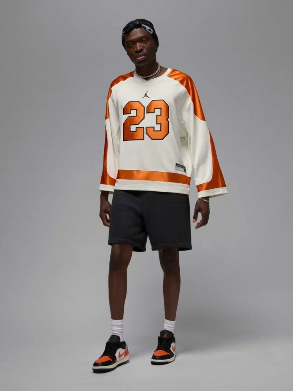 Men's Air Jordan MJ Collegiate Hockey Jersey 'Sail/Starfish/Black'
